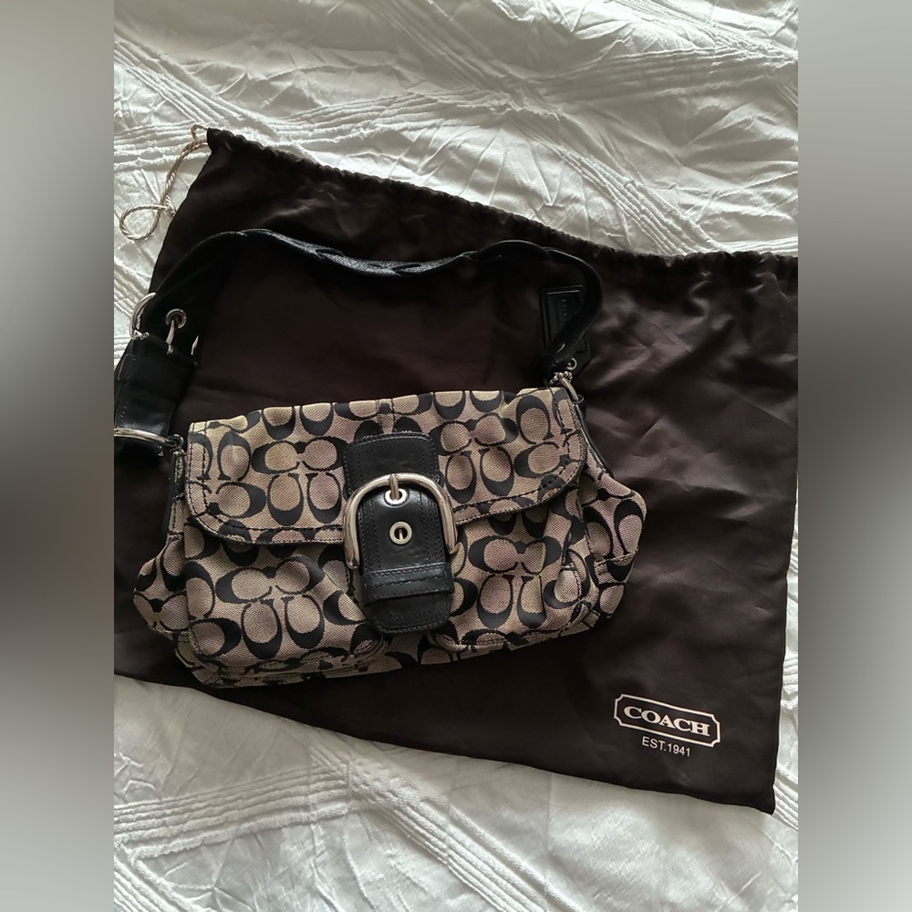 Vintage Y2K Coach Signature Shoulder Bag Black